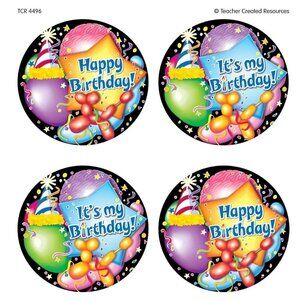 Teacher Created Resources Happy Birthday Wear'Em Badges (4496)- 32 badges